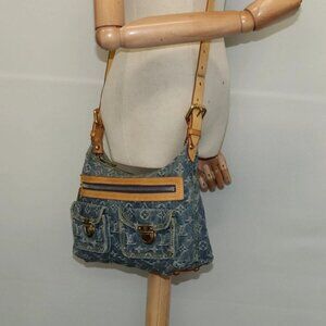LOUIS VUITTON Monogram denim Buggy PM Shoulder Bag Blue M95049 LV Auth ac3765